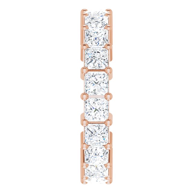 10K Gold Square Natural Diamond Shared-Prong Eternity Band – 3.25x3.25 mm Stones - Rose Gold - view 4