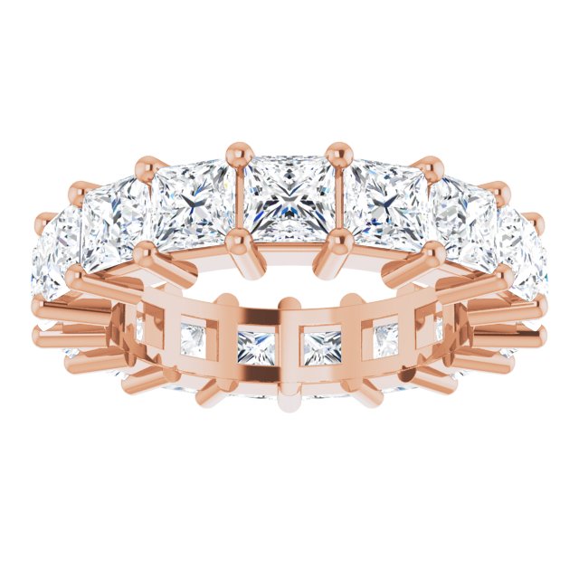 10K Gold Square Lab-Grown Diamond Shared-Prong Eternity Band – 4x4 mm Stones - Rose Gold - view 3