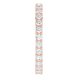 10K Gold Round Natural Diamond Shared-Prong Eternity Band – 2 mm Stones - Rose Gold - view 4