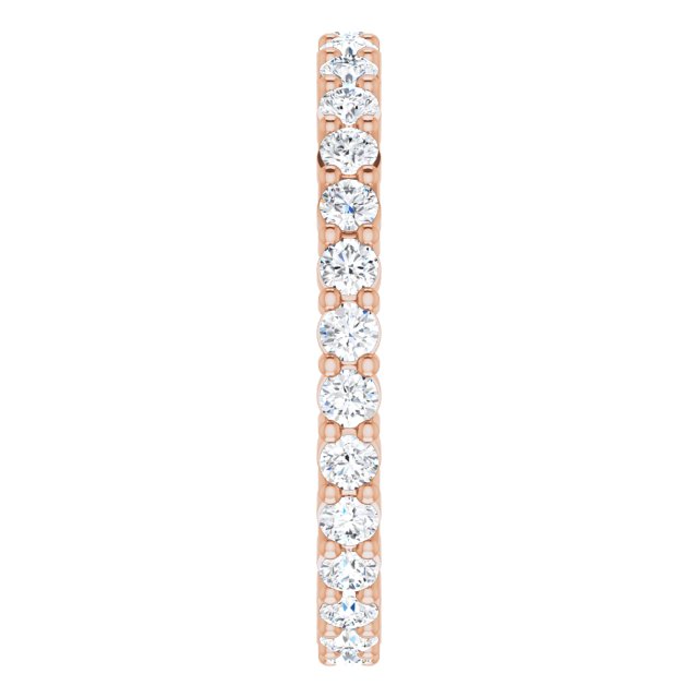 10K Gold Round Natural Diamond Shared-Prong Eternity Band – 2 mm Stones - Rose Gold - view 4
