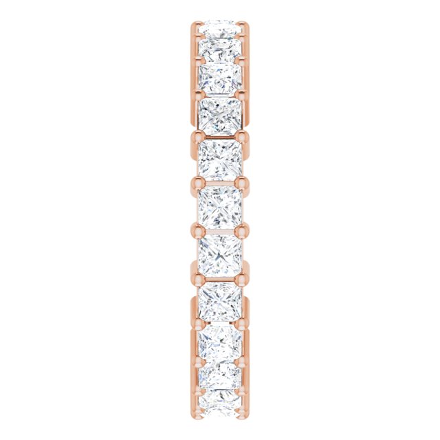 10K Gold Square Lab-Grown Diamond Shared-Prong Eternity Band – 2.5x2.5 mm Stones - Rose Gold - view 4