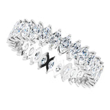 14K Gold Marquise Natural Diamond Shared-Prong Eternity Band – 4x2 mm Stones - White Gold - view 5
