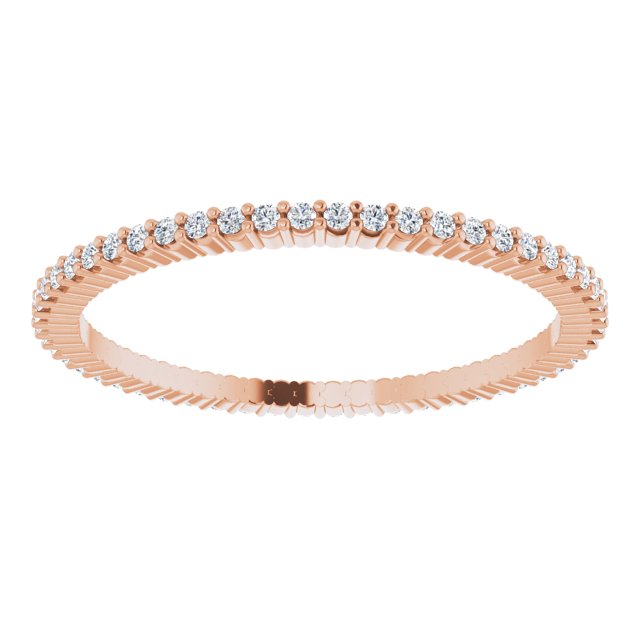10K Gold Round Lab-Grown Diamond Shared-Prong Eternity Band – 1 mm Stones - Rose Gold - view 3