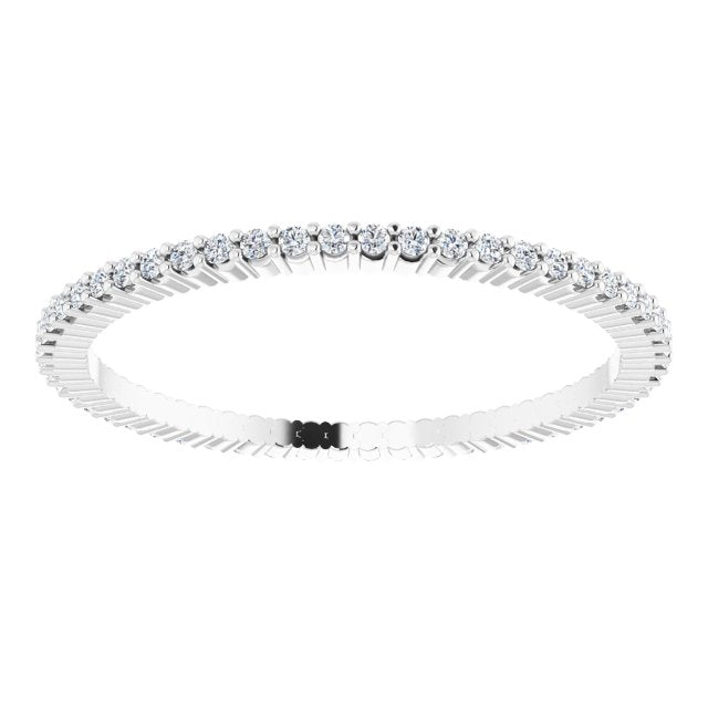 10K Gold Round Natural Diamond Shared-Prong Eternity Band – 1 mm Stones - White Gold - view 3