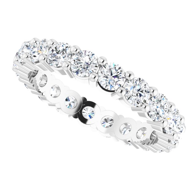 10K Gold Round Natural Diamond Shared-Prong Eternity Band – 3.2 mm Stones - White Gold - view 5