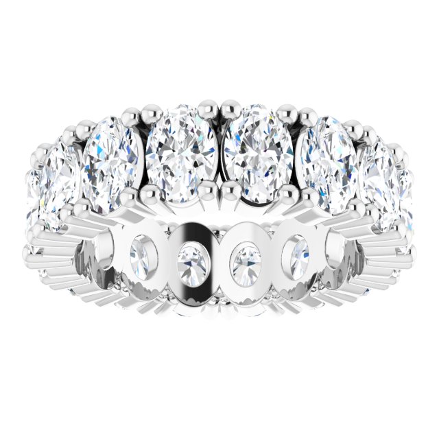 10K Gold Oval Lab-Grown Diamond Shared-Prong Eternity Band – 6x4 mm Stones - White Gold - view 3