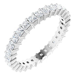 10K Gold Square Natural Diamond Shared-Prong Eternity Band – 2x2 mm Stones - White Gold