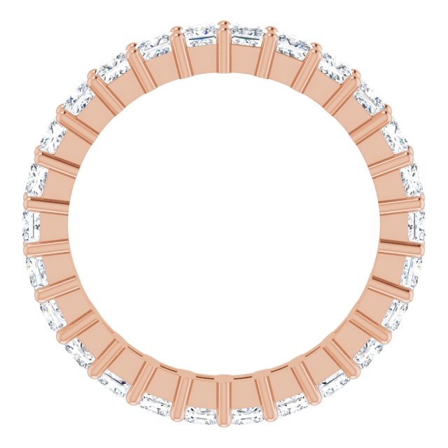 10K Gold Square Natural Diamond Shared-Prong Eternity Band – 2.5x2.5 mm Stones - Rose Gold - view 2