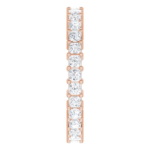 10K Gold Square Natural Diamond Shared-Prong Eternity Band – 2x2 mm Stones - Rose Gold - view 4