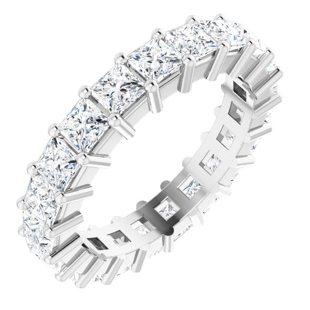 14K Gold Square Lab-Grown Diamond Shared-Prong Eternity Band – 3x3 mm Stones - White Gold