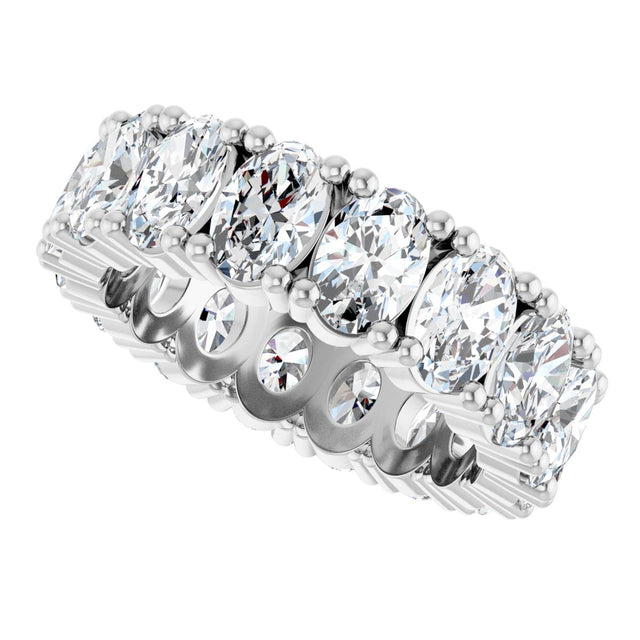 10K Gold Oval Lab-Grown Diamond Shared-Prong Eternity Band – 6x4 mm Stones - White Gold - view 5