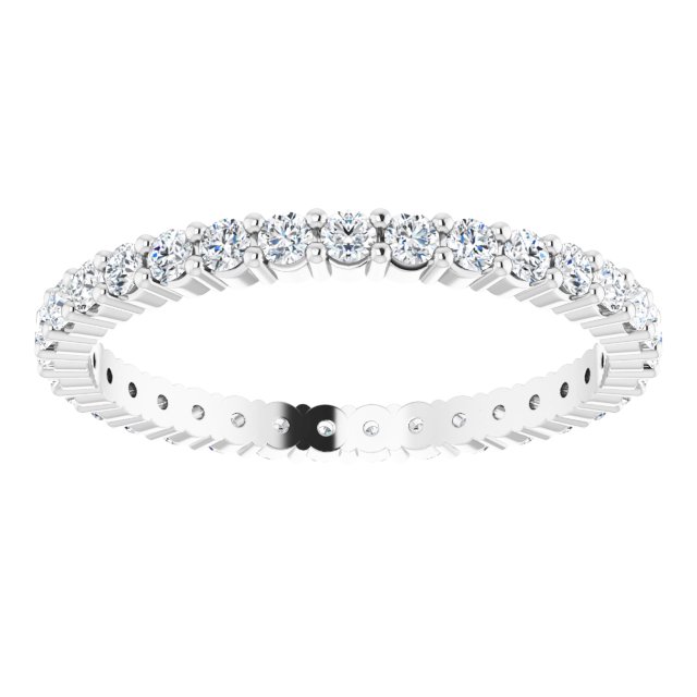 10K Gold Round Lab-Grown Diamond Shared-Prong Eternity Band – 1.75 mm Stones - White Gold - view 3