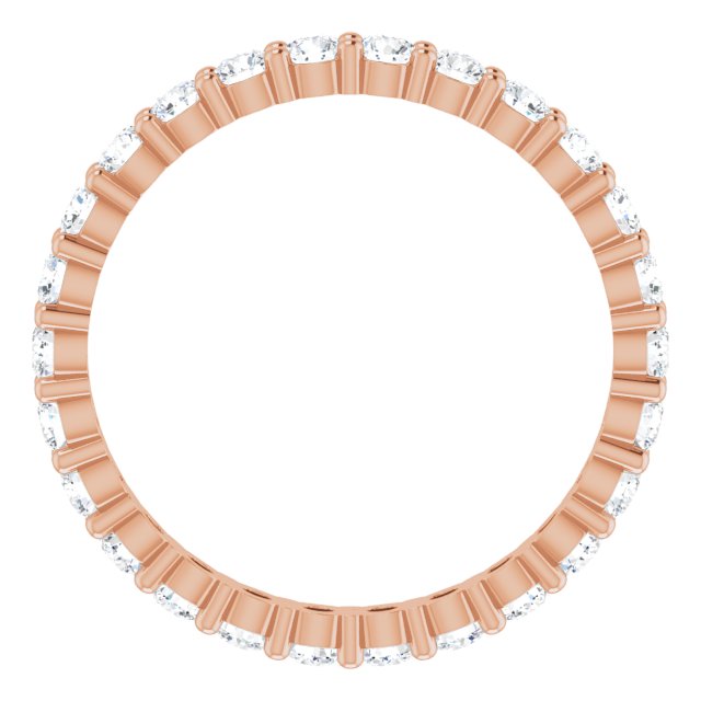 10K Gold Round Lab-Grown Diamond Shared-Prong Eternity Band – 2.25 mm Stones - Rose Gold - view 2
