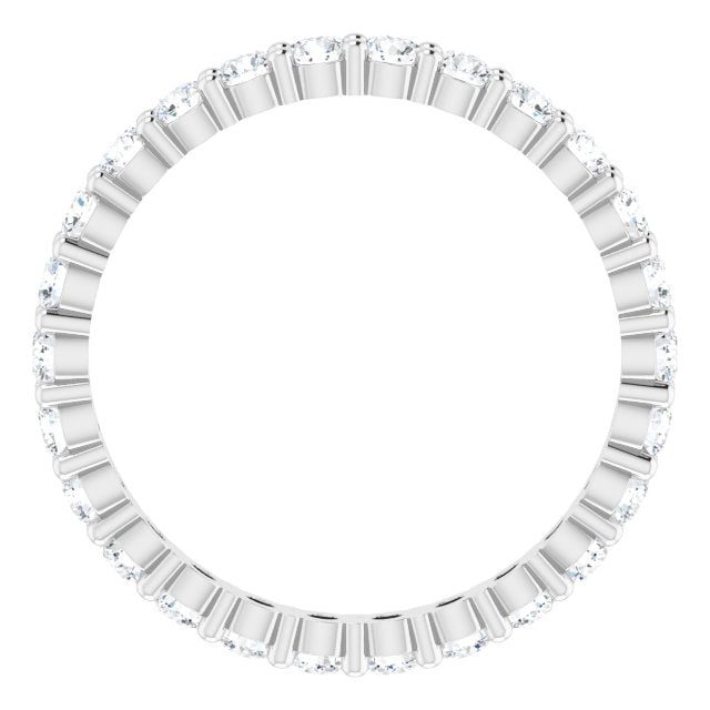 10K Gold Round Natural Diamond Shared-Prong Eternity Band – 2.25 mm Stones - White Gold - view 2