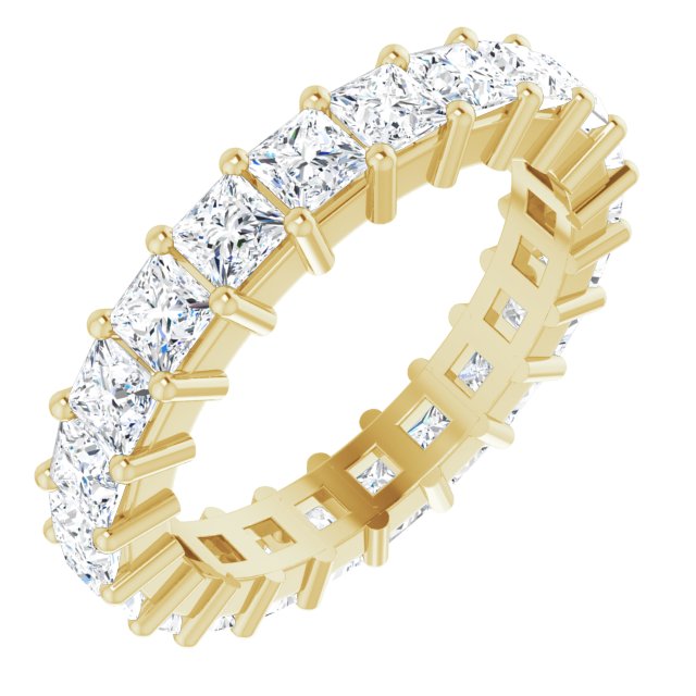 14K Gold Square Lab-Grown Diamond Shared-Prong Eternity Band – 3x3 mm Stones - Yellow Gold