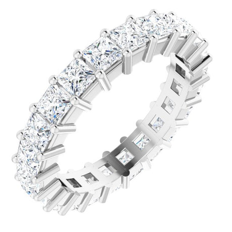 10K Gold Square Natural Diamond Shared-Prong Eternity Band – 3x3 mm Stones - White Gold