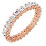 14K Gold Square Natural Diamond Shared-Prong Eternity Band – 2x2 mm Stones - Rose Gold