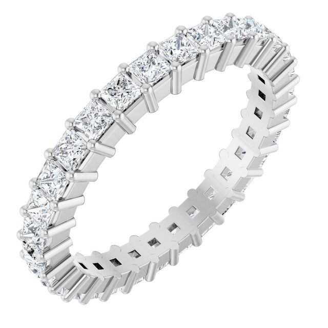 14K Gold Square Lab-Grown Diamond Shared-Prong Eternity Band – 2x2 mm Stones - White Gold