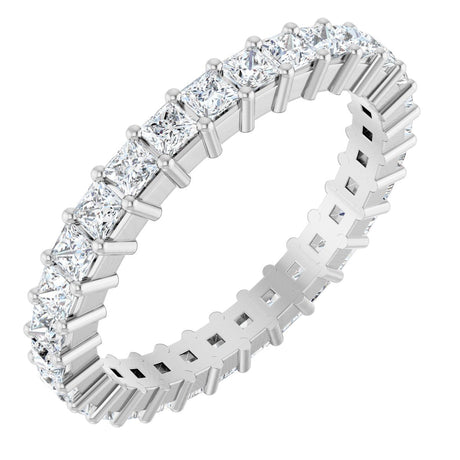 10K Gold Square Lab-Grown Diamond Shared-Prong Eternity Band – 2x2 mm Stones - White Gold