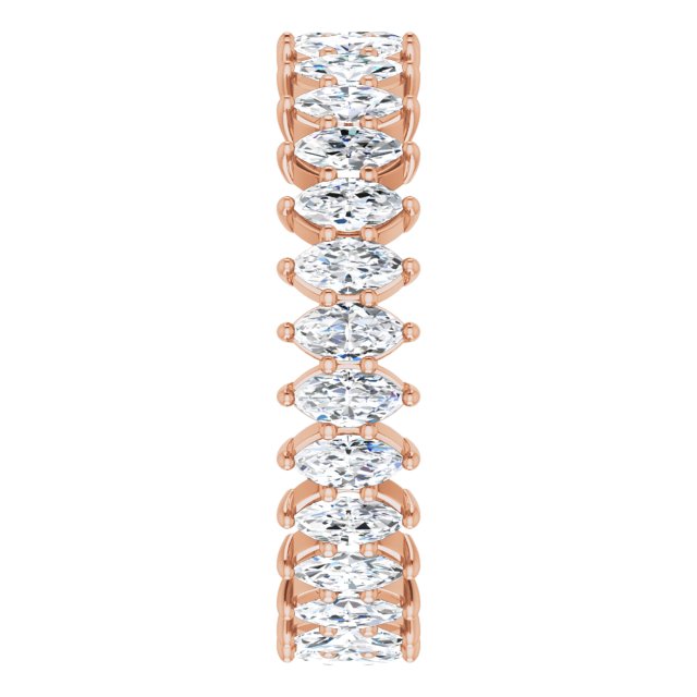 14K Gold Marquise Natural Diamond Shared-Prong Eternity Band – 4x2 mm Stones - Rose Gold - view 4