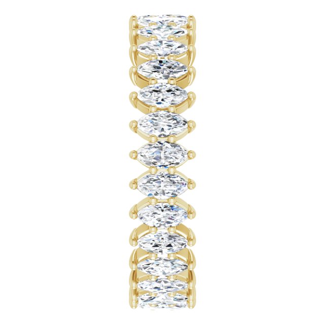 14K Gold Marquise Natural Diamond Shared-Prong Eternity Band – 4x2 mm Stones - Yellow Gold - view 4