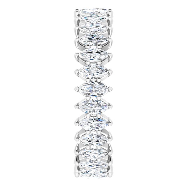 14K Gold Marquise Natural Diamond Shared-Prong Eternity Band – 4x2 mm Stones - White Gold - view 4