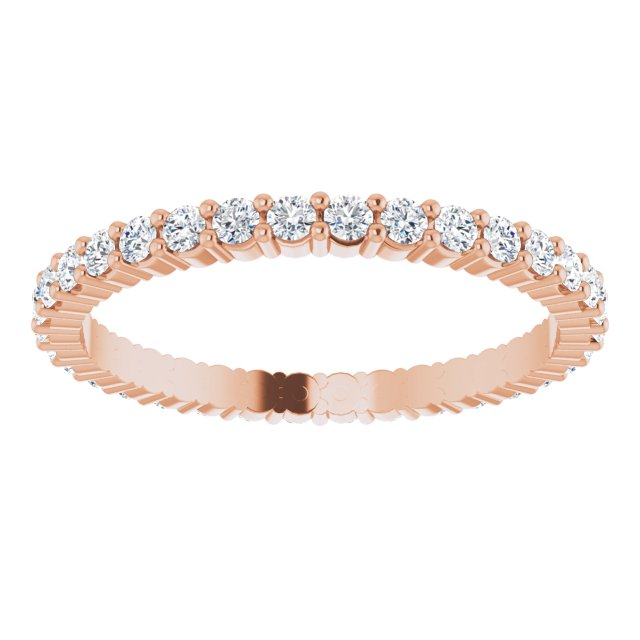 10K Gold Round Natural Diamond Shared-Prong Eternity Band – 1.7 mm Stones - Rose Gold - view 3