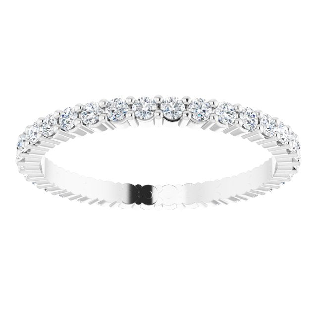 10K Gold Round Natural Diamond Shared-Prong Eternity Band – 1.7 mm Stones - White Gold - view 3
