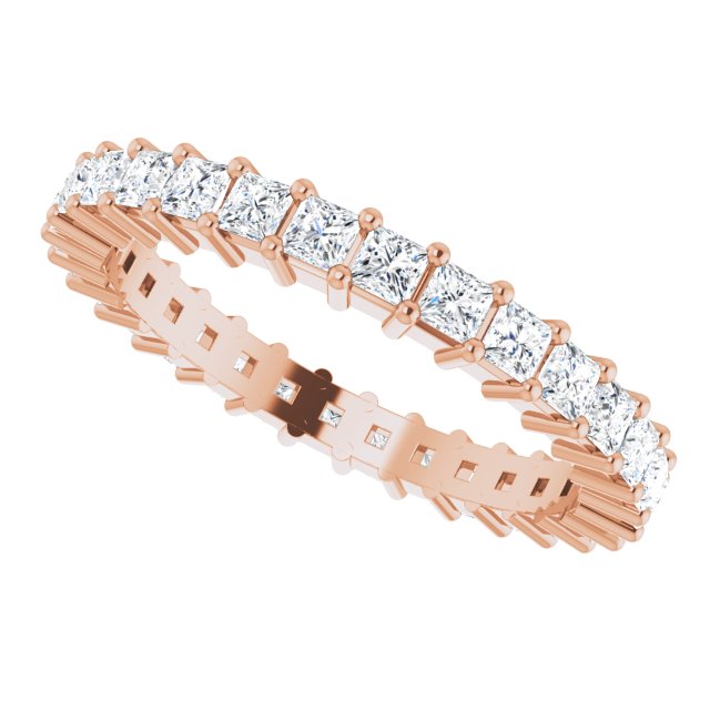 10K Gold Square Lab-Grown Diamond Shared-Prong Eternity Band – 2x2 mm Stones - Rose Gold - view 5