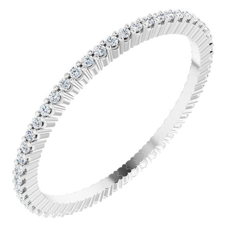 10K Gold Round Lab-Grown Diamond Shared-Prong Eternity Band – 1 mm Stones - White Gold