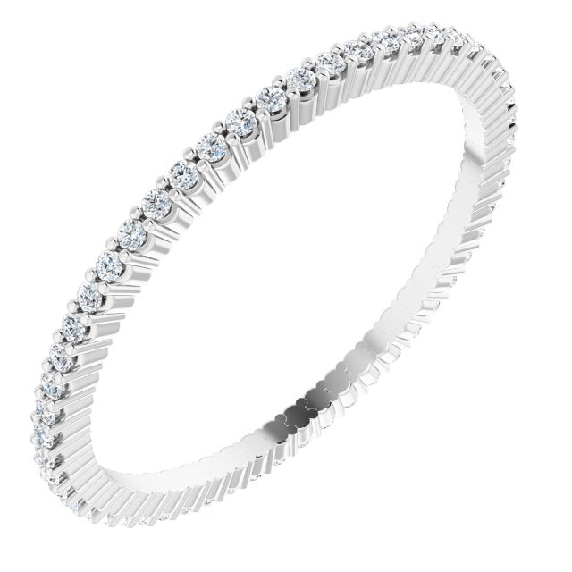 14K Gold Round Lab-Grown Diamond Shared-Prong Eternity Band – 1 mm Stones - White Gold