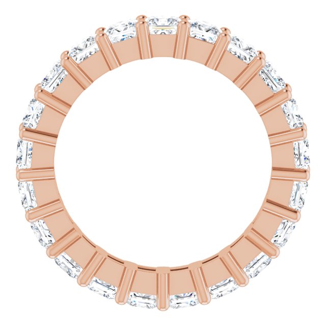 10K Gold Square Natural Diamond Shared-Prong Eternity Band – 3x3 mm Stones - Rose Gold - view 2