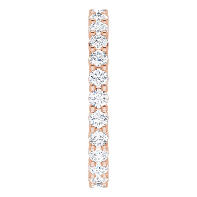 10K Gold Round Natural Diamond Shared-Prong Eternity Band – 2.25 mm Stones - Rose Gold - view 4