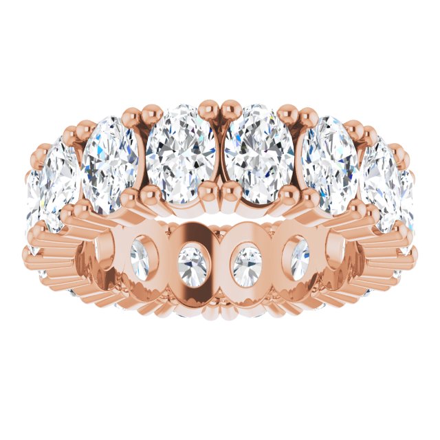10K Gold Oval Natural Diamond Shared-Prong Eternity Band – 6x4 mm Stones - Rose Gold - view 3