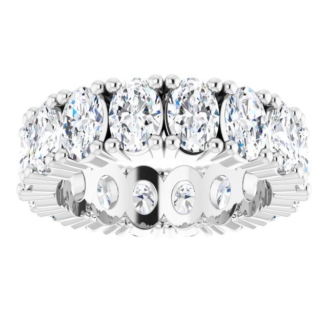 10K Gold Oval Lab-Grown Diamond Shared-Prong Eternity Band – 6x4 mm Stones - White Gold - view 3