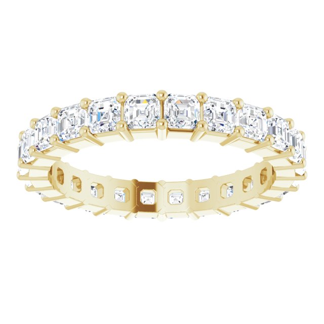 14K Gold Asscher Lab-Grown Diamond Shared-Prong Eternity Band – 2.6x2.6 mm Stones - Yellow Gold - view 3