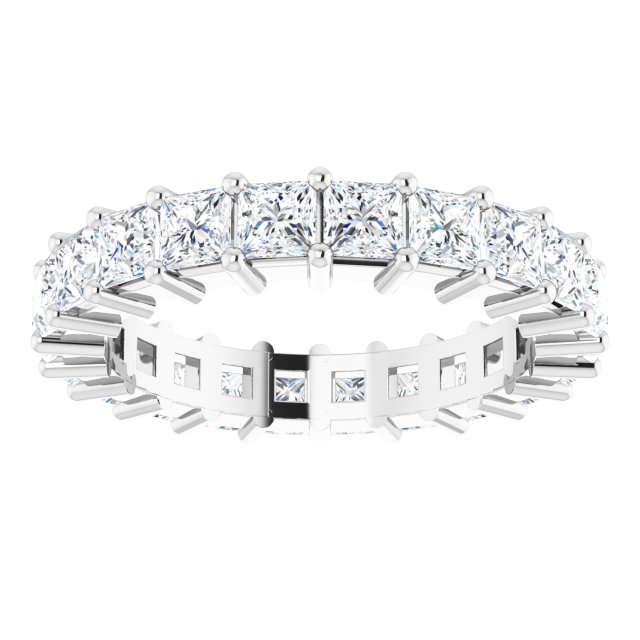 10K Gold Square Lab-Grown Diamond Shared-Prong Eternity Band – 3x3 mm Stones - White Gold - view 3