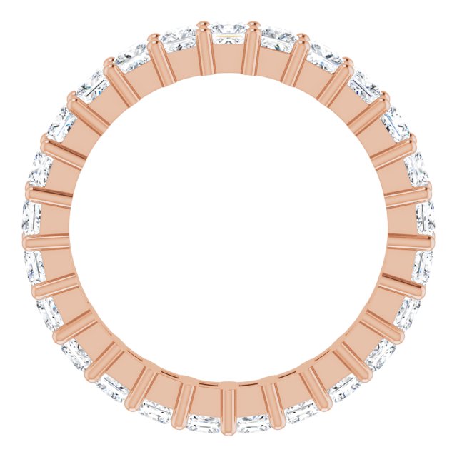 10K Gold Square Natural Diamond Shared-Prong Eternity Band – 2.5x2.5 mm Stones - Rose Gold - view 2
