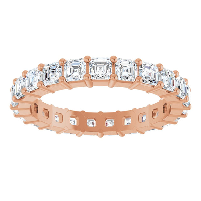 14K Gold Asscher Lab-Grown Diamond Shared-Prong Eternity Band – 2.6x2.6 mm Stones - Rose Gold - view 3