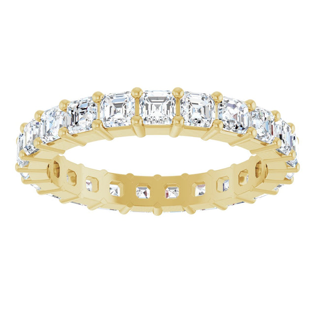 14K Gold Asscher Lab-Grown Diamond Shared-Prong Eternity Band – 2.6x2.6 mm Stones - Yellow Gold - view 3