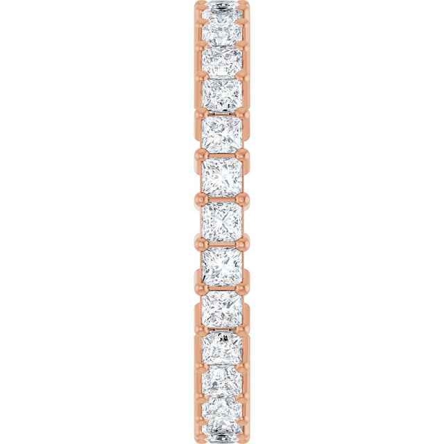 10K Gold Square Natural Diamond Shared-Prong Eternity Band – 2x2 mm Stones - Rose Gold - view 4