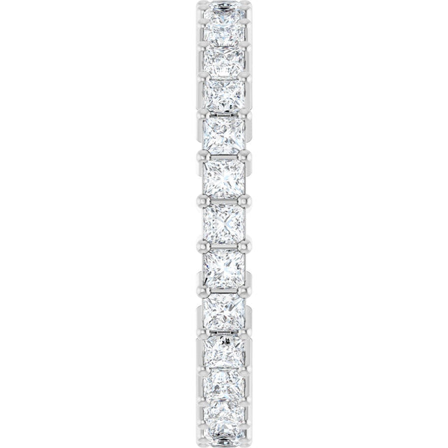 10K Gold Square Natural Diamond Shared-Prong Eternity Band – 2x2 mm Stones - White Gold - view 4