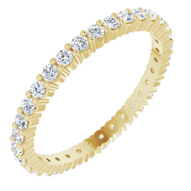 10K Gold Round Natural Diamond Shared-Prong Eternity Band – 1.75 mm Stones - Yellow Gold