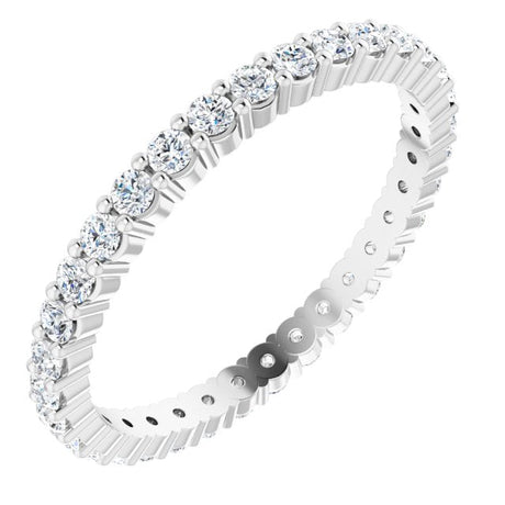 10K Gold Round Natural Diamond Shared-Prong Eternity Band – 1.75 mm Stones - White Gold