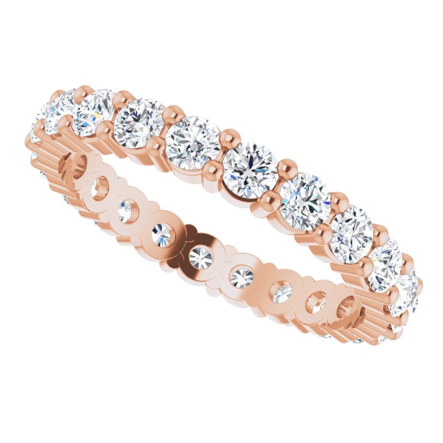 10K Gold Round Lab-Grown Diamond Shared-Prong Eternity Band – 2.75 mm Stones - Rose Gold - view 5