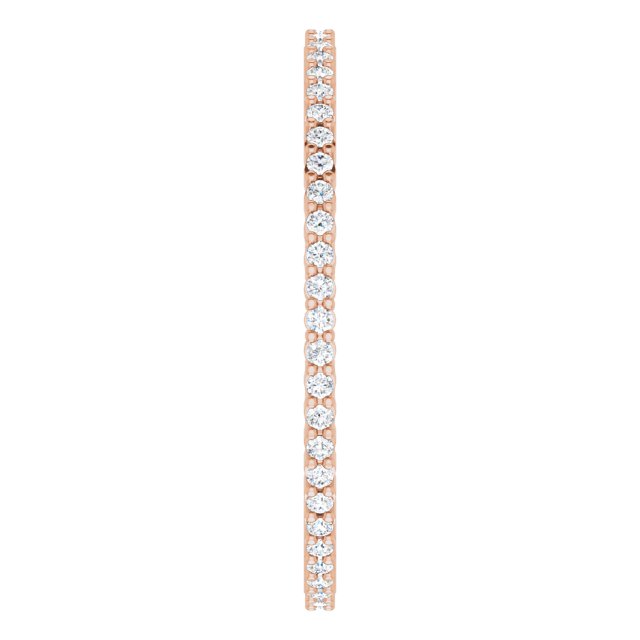 10K Gold Round Natural Diamond Shared-Prong Eternity Band – 1 mm Stones - Rose Gold - view 4