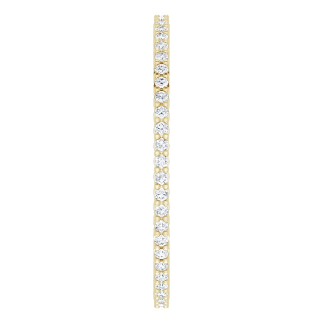 14K Gold Round Lab-Grown Diamond Shared-Prong Eternity Band – 1 mm Stones - Yellow Gold - view 4
