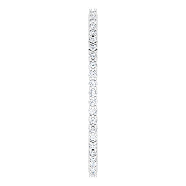 10K Gold Round Natural Diamond Shared-Prong Eternity Band – 1 mm Stones - White Gold - view 4