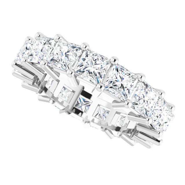 10K Gold Square Lab-Grown Diamond Shared-Prong Eternity Band – 4x4 mm Stones - White Gold - view 5