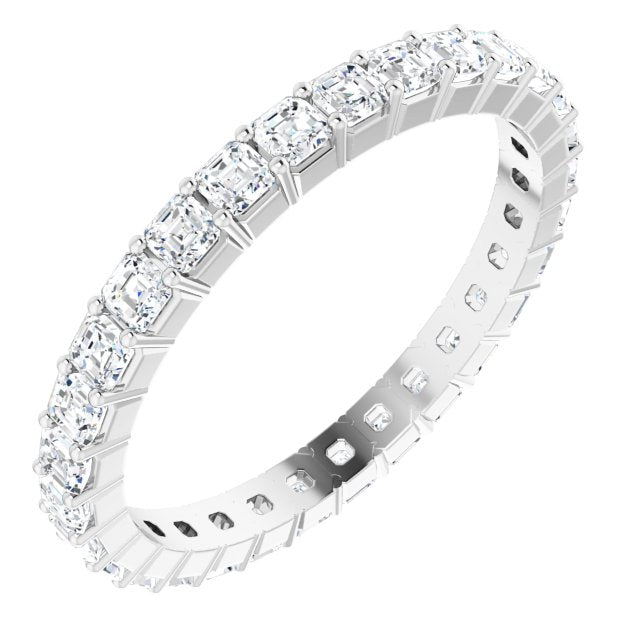 Platinum Asscher Natural Diamond Shared-Prong Eternity Band – 2x2 mm Stones